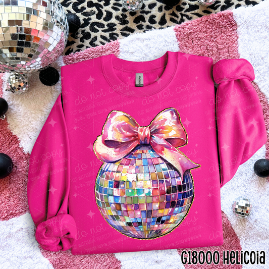 Disco Ball with Pink Bow